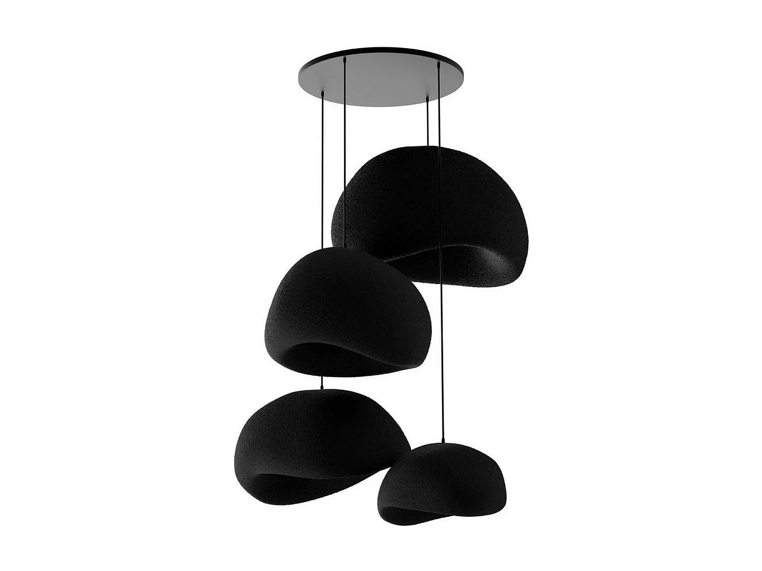 Suspension design noire 4 abat-jour organiques NOXIS