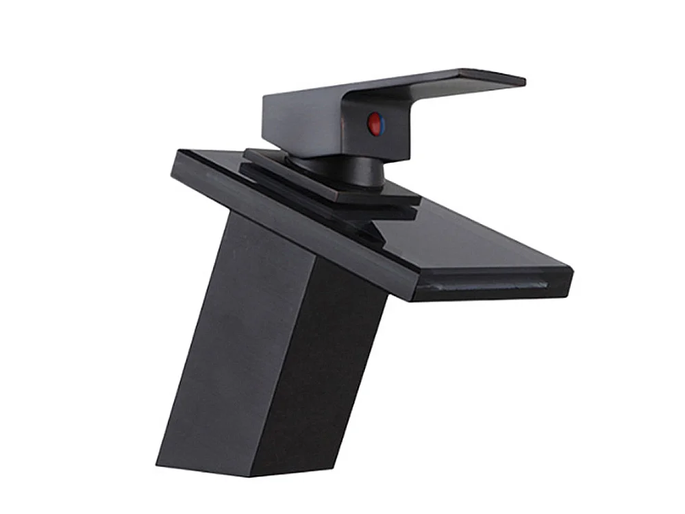 Robinet salle de bain Robinet de lavabo monocommande cascade en laiton cristal noir