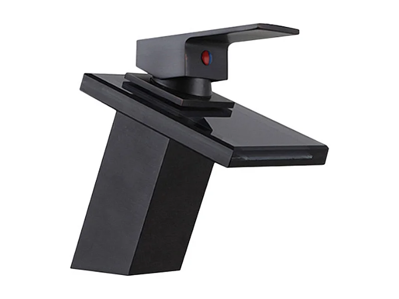 Robinet salle de bain Robinet de lavabo monocommande cascade en laiton cristal noir