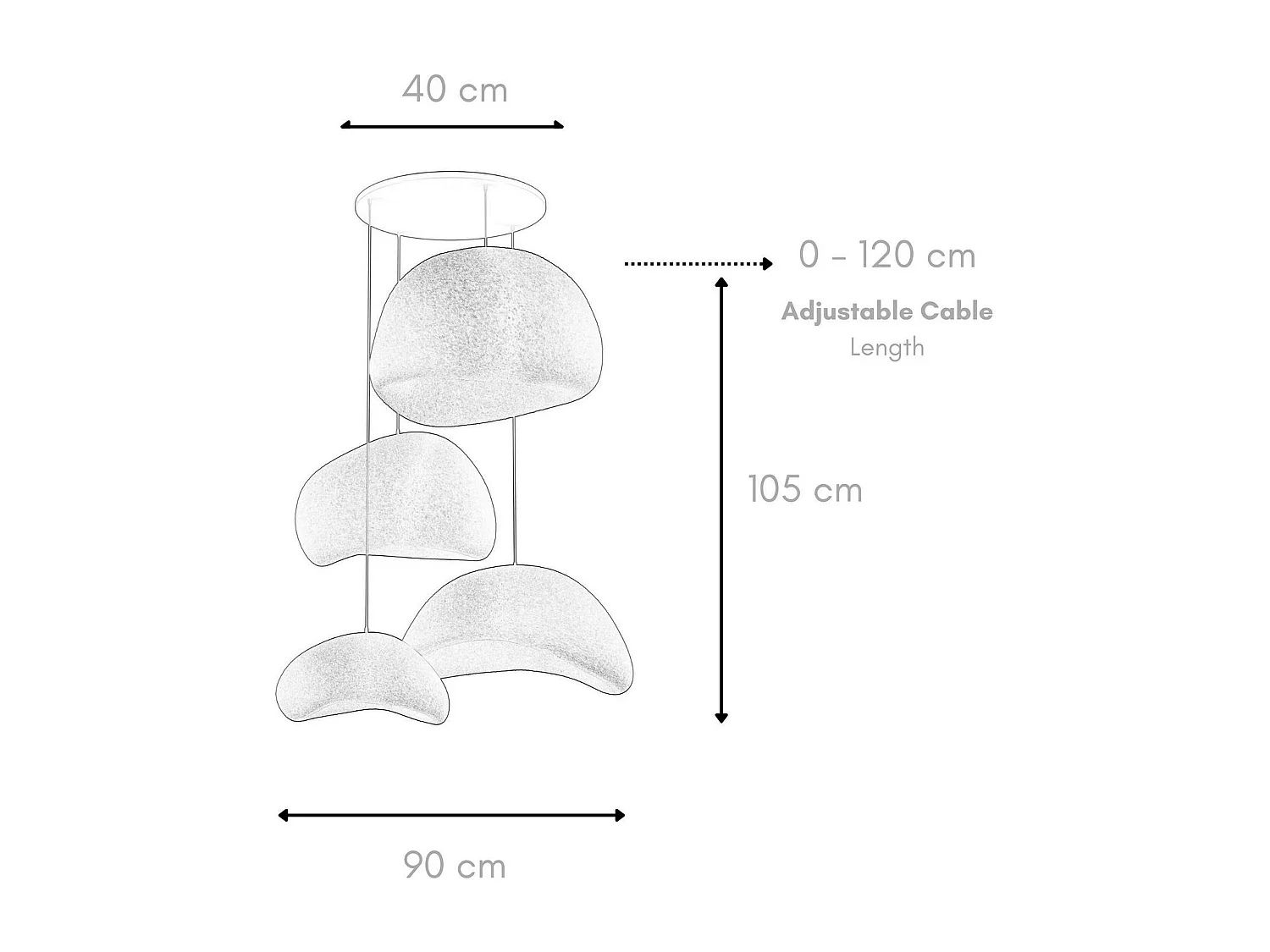 Suspension design blanche 4 abat-jour organiques NOXIS