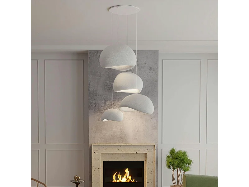 Suspension design blanche 4 abat-jour organiques NOXIS