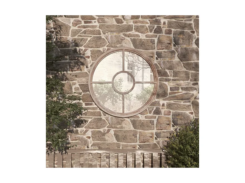 Espelho de Jardim de Ferro para Exterior 60x4 cm - Cor Areia Elegante