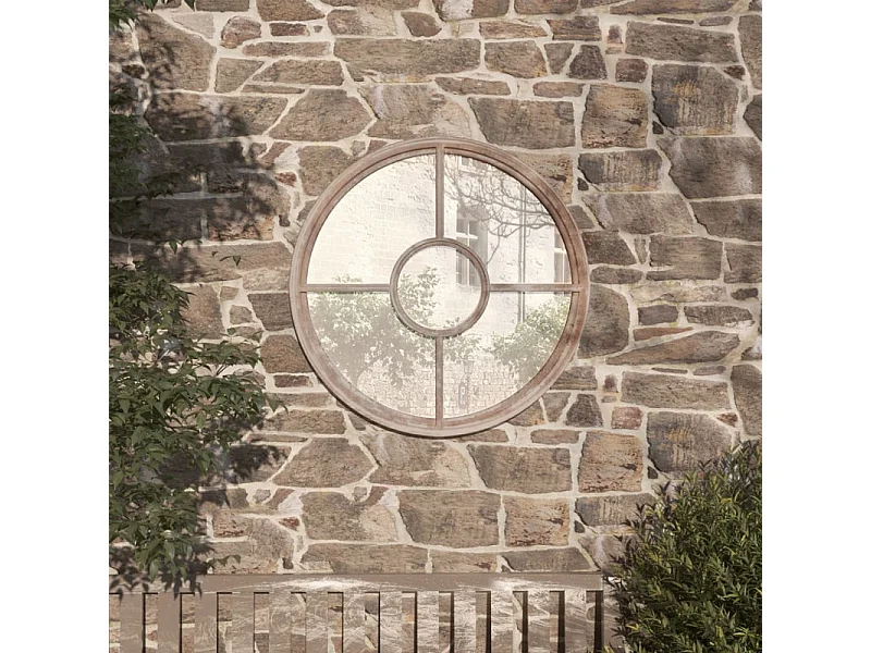 Espelho de Jardim de Ferro para Exterior 60x4 cm - Cor Areia Elegante