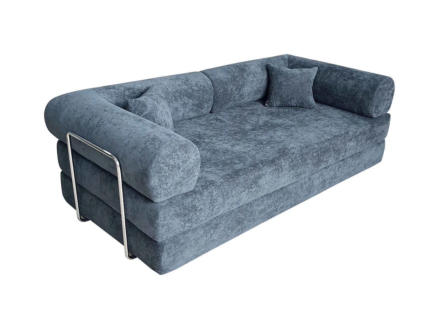 Canapé convertible 2 places en tissu avec coussins Bleu foncé