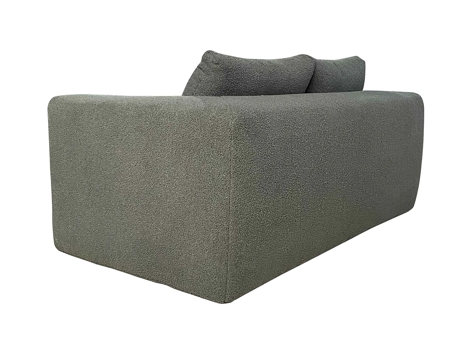 Canapé 2 places en tissu bouclette avec coussins vert