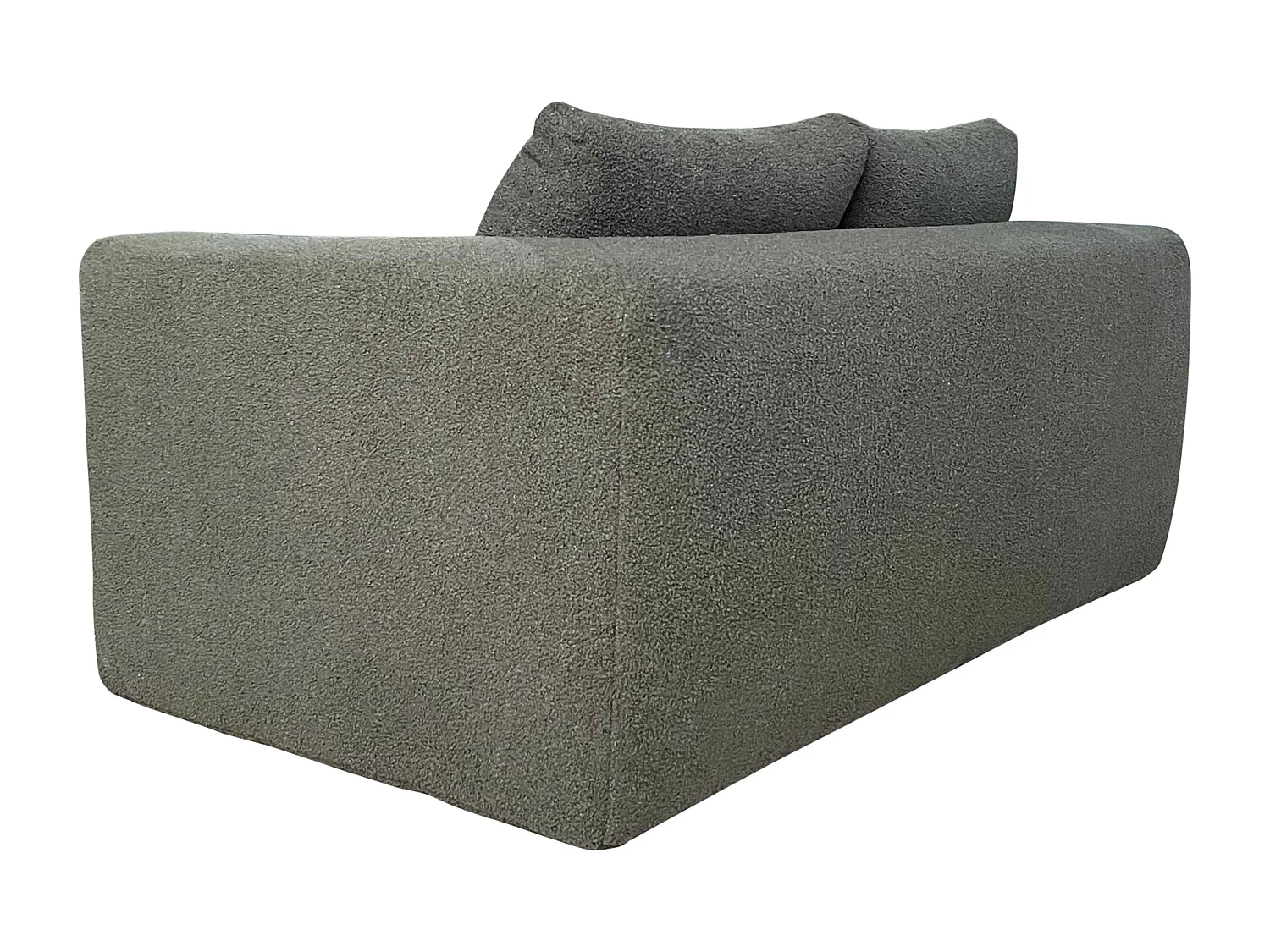 Canapé 2 places en tissu bouclette avec coussins vert L 160 cm