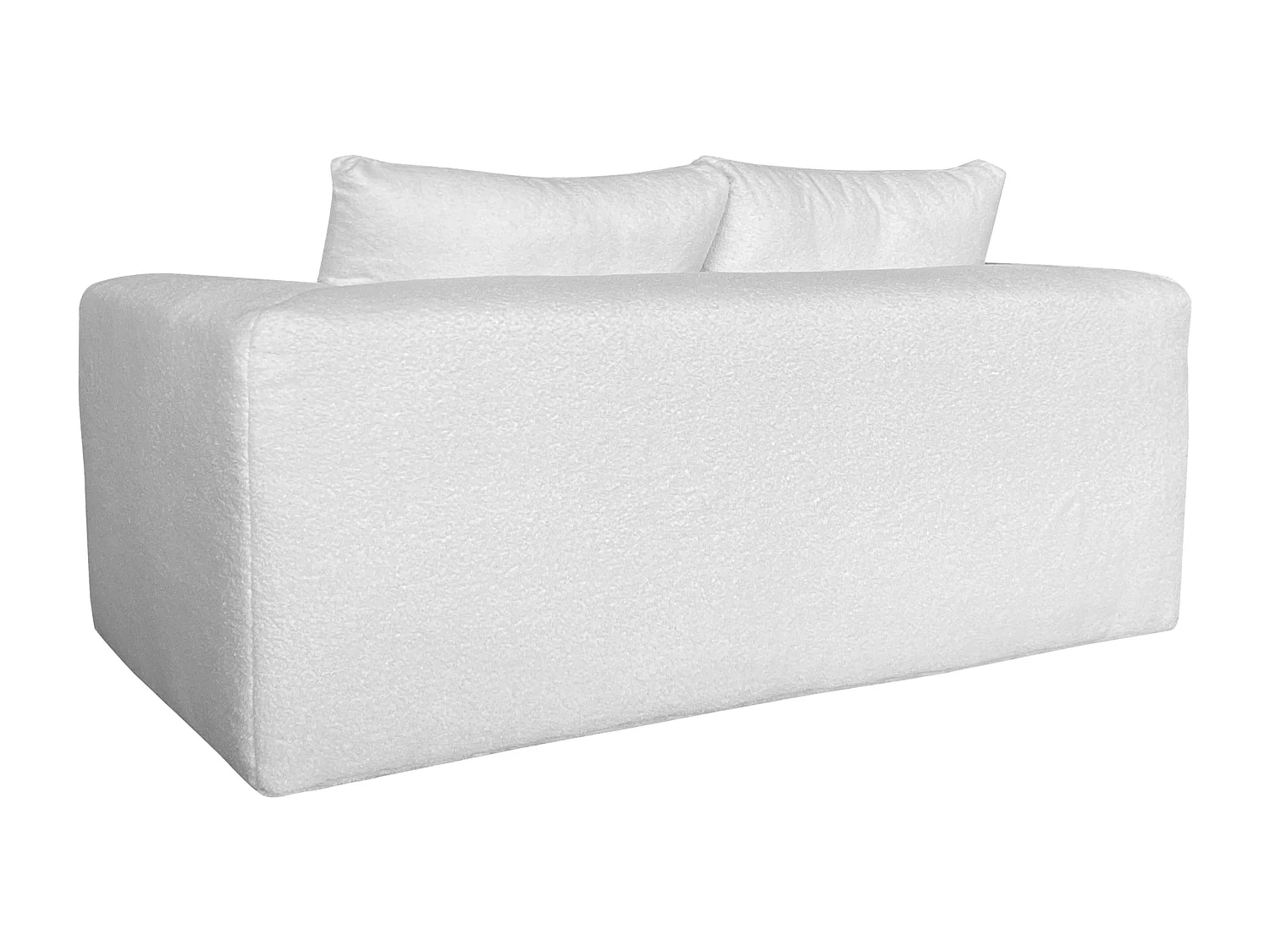Canapé 2 places en tissu bouclette avec coussins écru L 160 cm