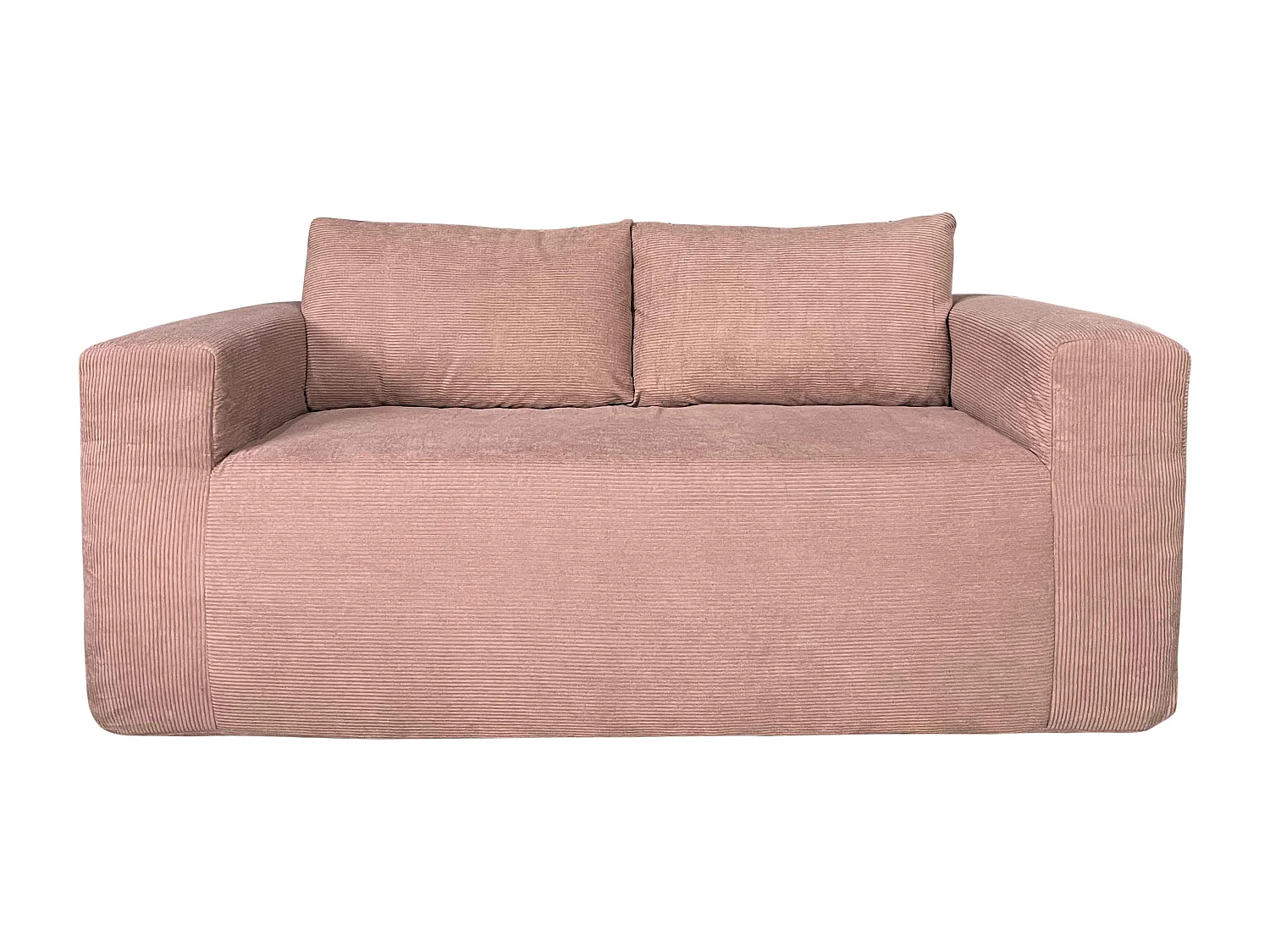 Canapé 2 places en tissu côtelé avec coussins rose L 160 cm