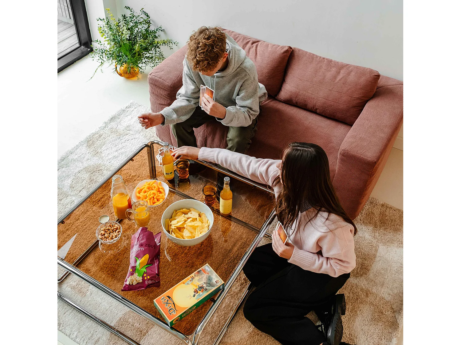 Canapé 2 places en tissu côtelé avec coussins rose L 160 cm