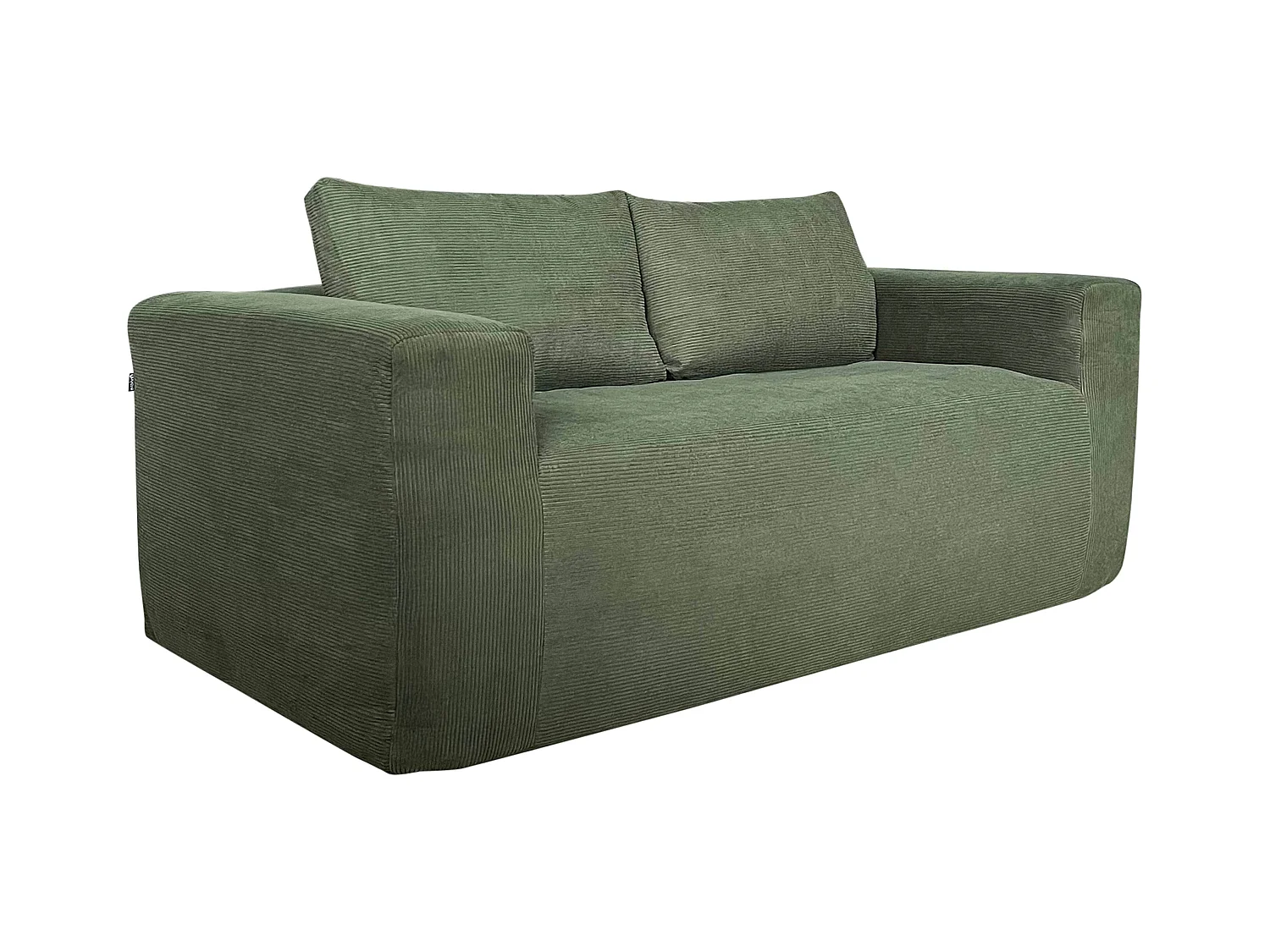 Canapé 2 places en tissu côtelé avec coussins vert