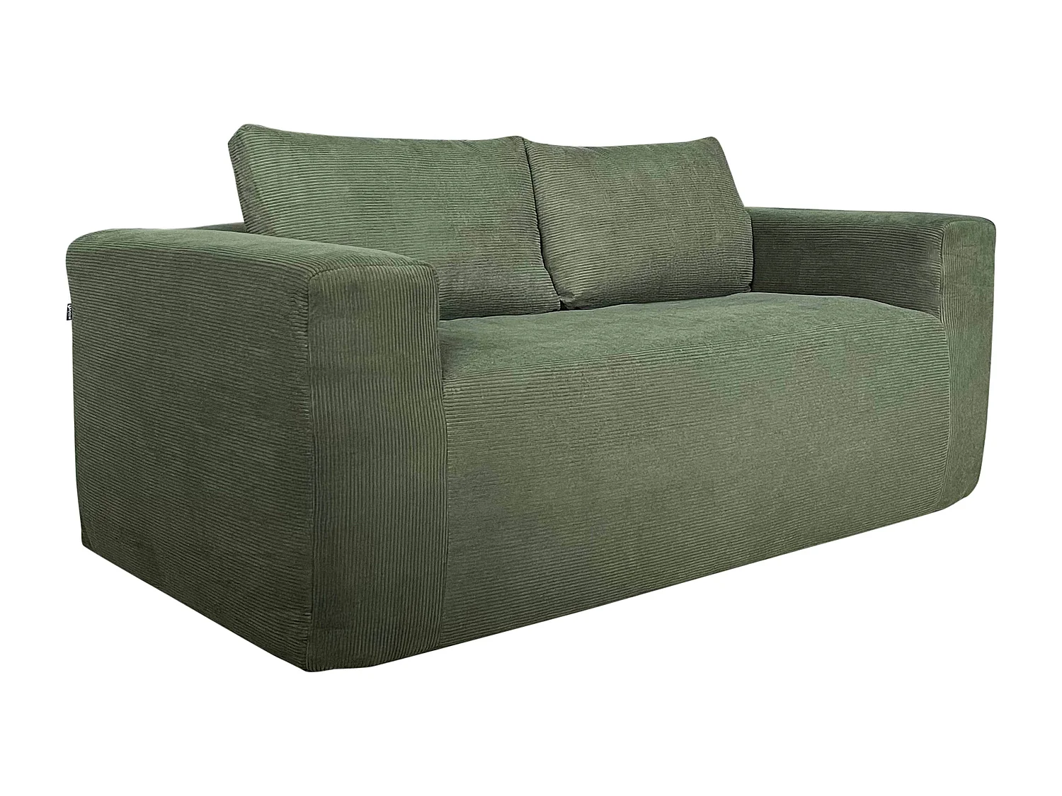 Canapé 2 places en tissu côtelé avec coussins vert L 160 cm