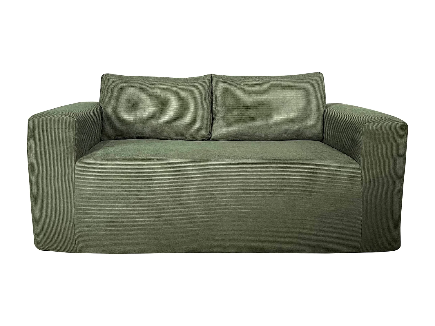 Canapé 2 places en tissu côtelé avec coussins vert L 160 cm