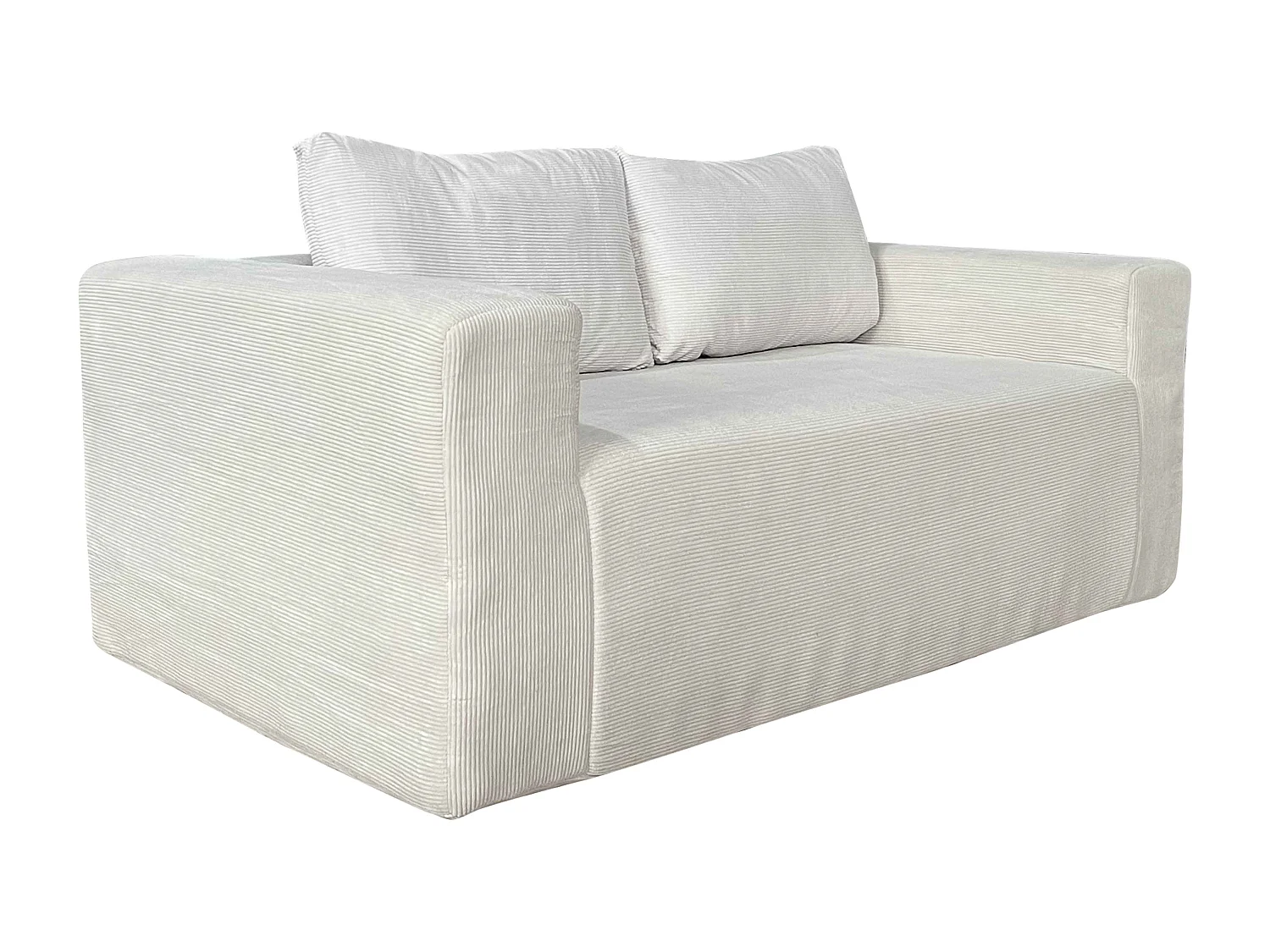 Canapé 2 places en tissu côtelé avec coussins ecru L 160 cm