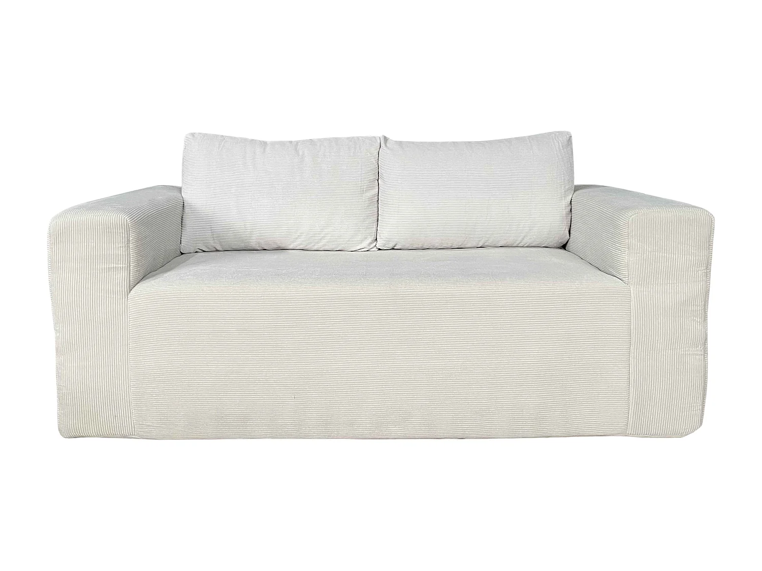 Canapé 2 places en tissu côtelé avec coussins ecru L 160 cm