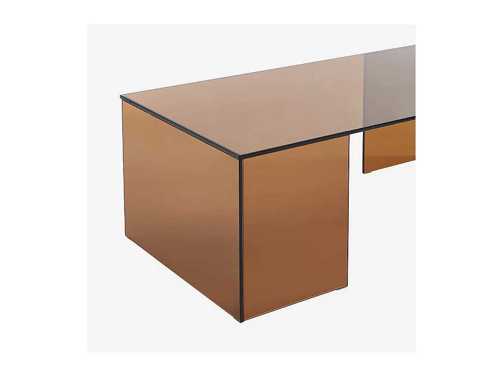 Habitat - Table basse rectangulaire en verre trempé - Marron ambré - Design by Céline Mognon Fichet - Alyssa