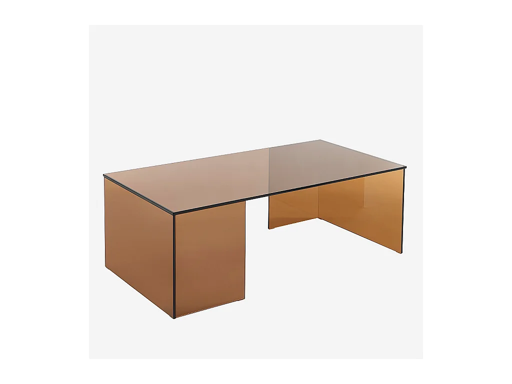 Habitat - Table basse rectangulaire en verre trempé - Marron ambré - Design by Céline Mognon Fichet - Alyssa