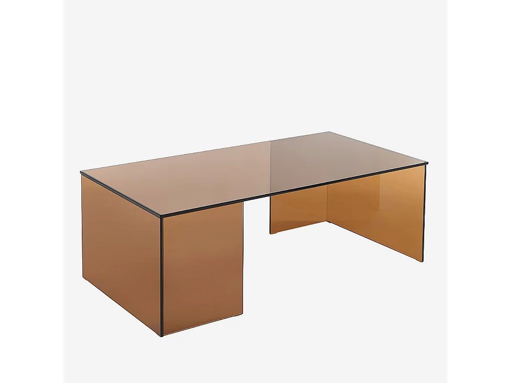 Habitat - Table basse rectangulaire en verre trempé - Marron ambré - Design by Céline Mognon Fichet - Alyssa
