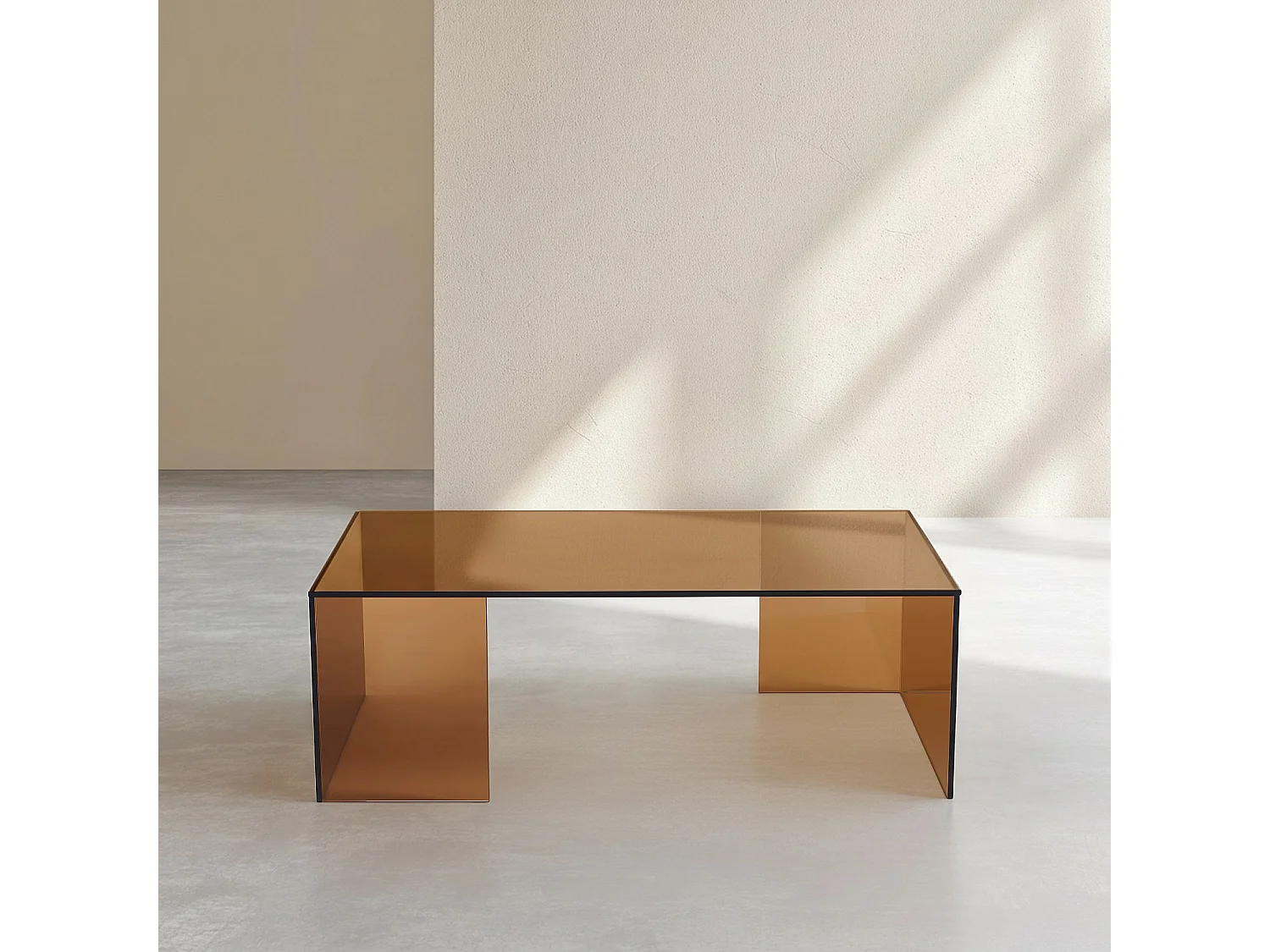 Habitat - Table basse rectangulaire en verre trempé - Marron ambré - Design by Céline Mognon Fichet - Alyssa