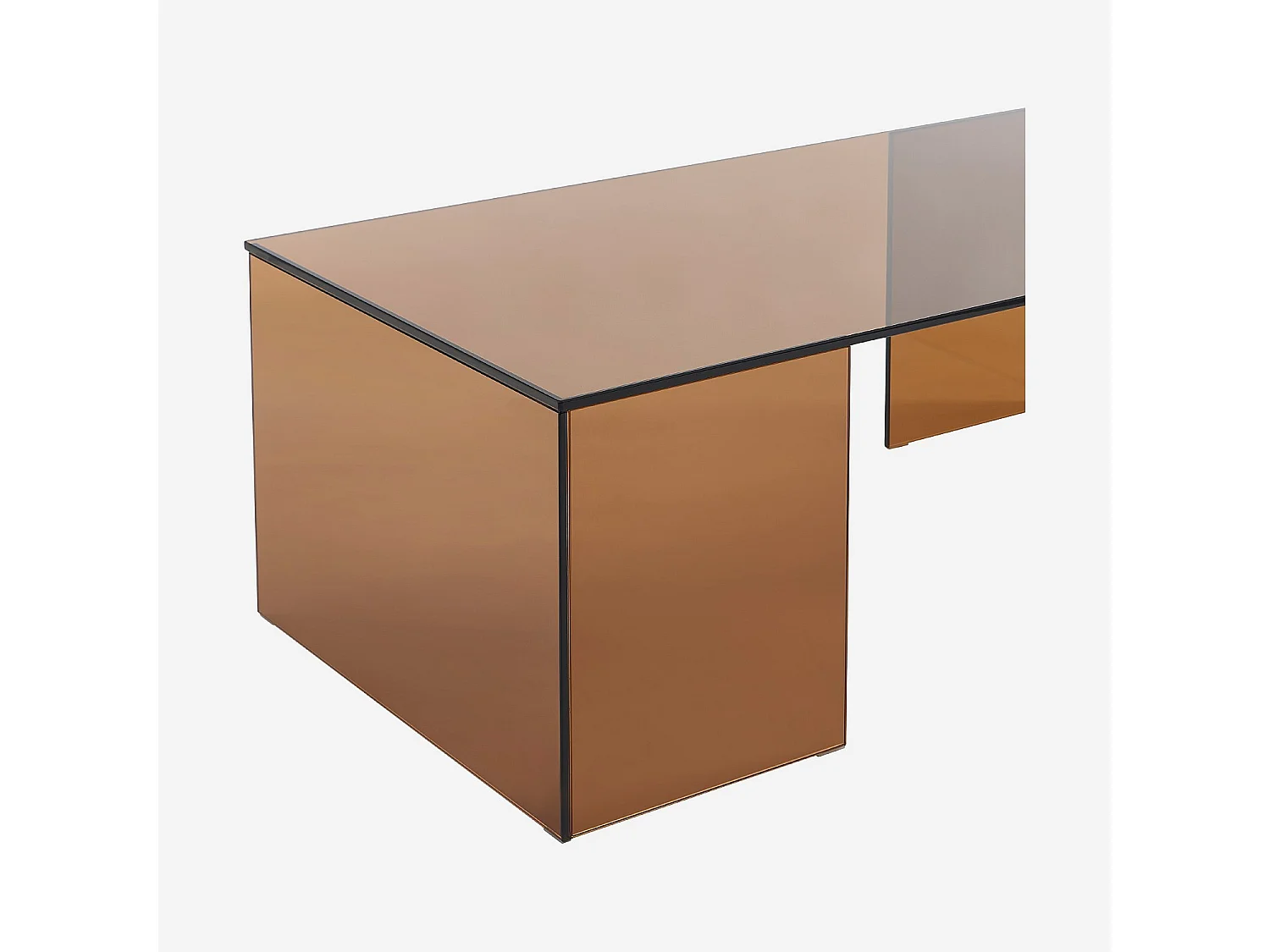 Habitat - Table basse rectangulaire en verre trempé - Marron ambré - Design by Céline Mognon Fichet - Alyssa