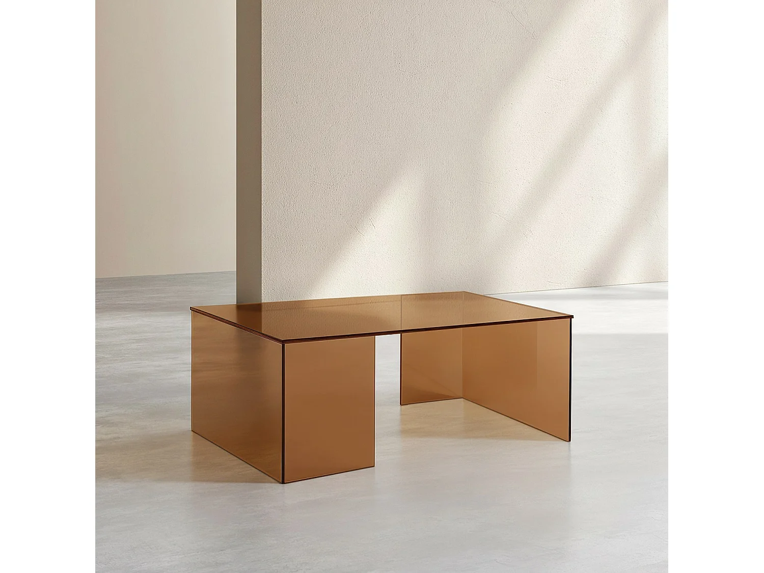 Habitat - Table basse rectangulaire en verre trempé - Marron ambré - Design by Céline Mognon Fichet - Alyssa