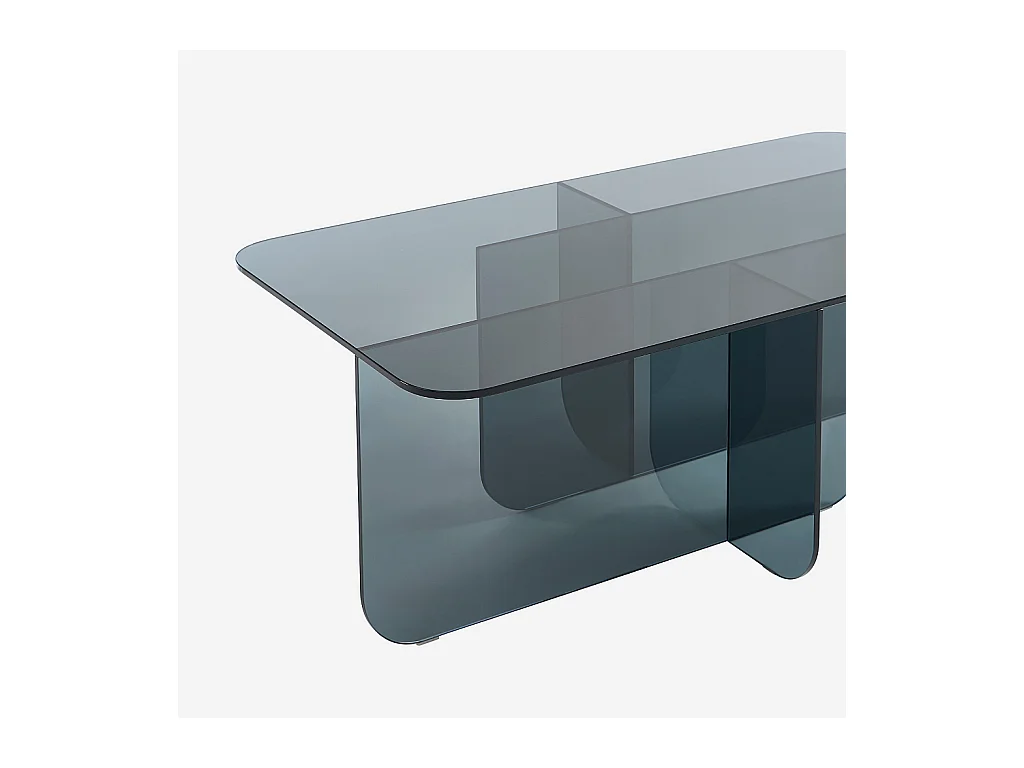 Habitat - Table basse rectangulaire en verre trempé - Gris fumé - Design by Céline Mognon Fichet - Zelie
