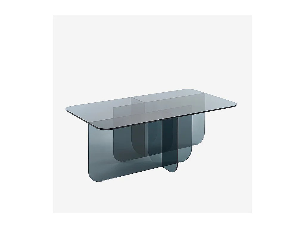 Habitat - Table basse rectangulaire en verre trempé - Gris fumé - Design by Céline Mognon Fichet - Zelie