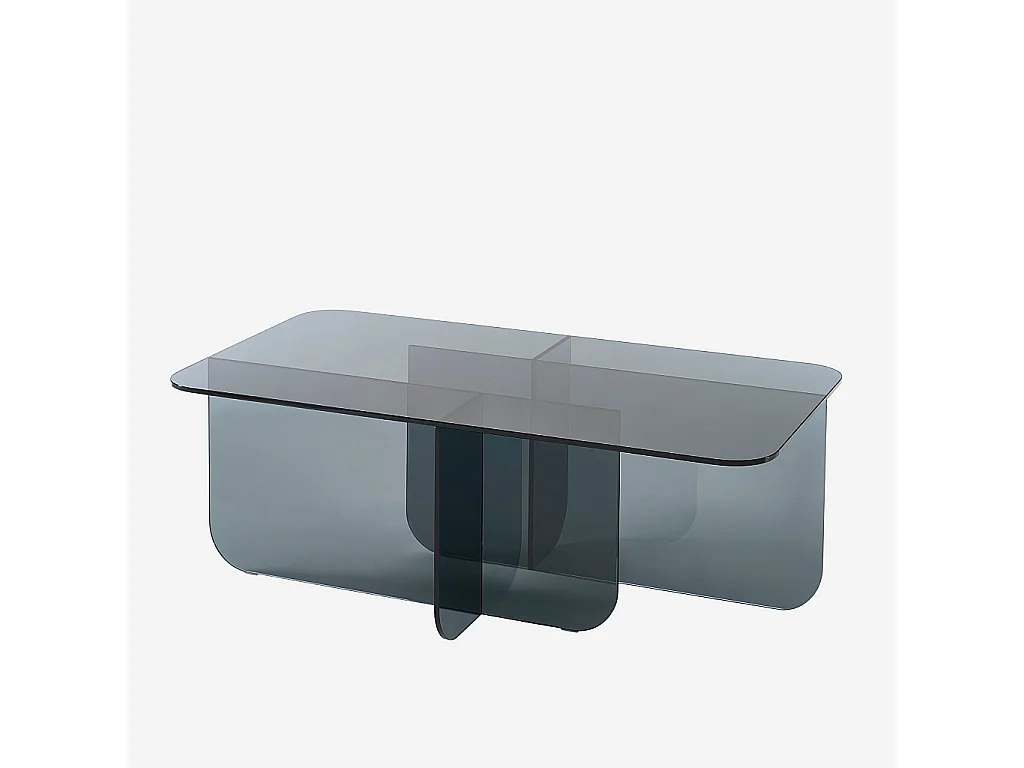 Habitat - Table basse rectangulaire en verre trempé - Gris fumé - Design by Céline Mognon Fichet - Zelie