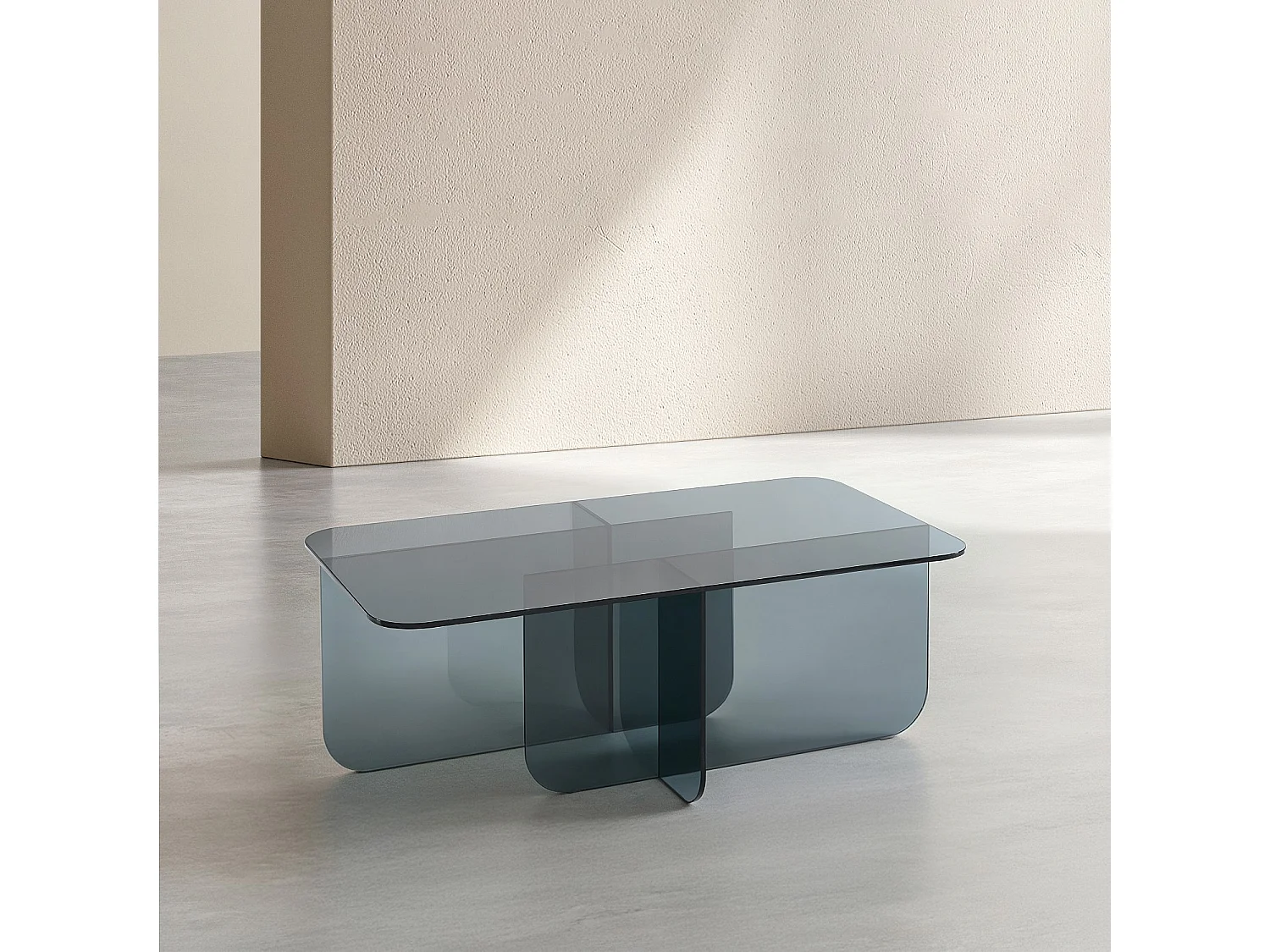 Habitat - Table basse rectangulaire en verre trempé - Gris fumé - Design by Céline Mognon Fichet - Zelie