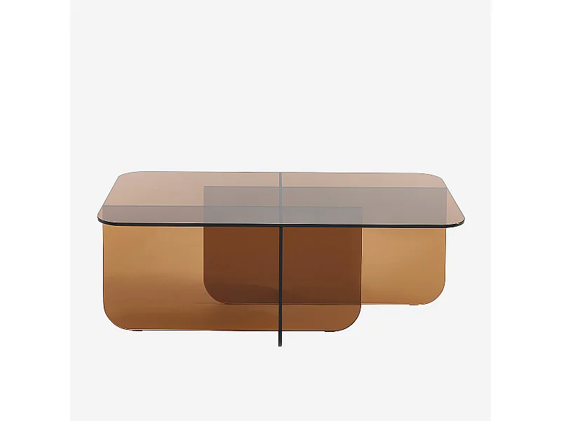 Habitat - Table basse rectangulaire en verre trempé - Marron ambré - Design by Céline Mognon Fichet - Zelie