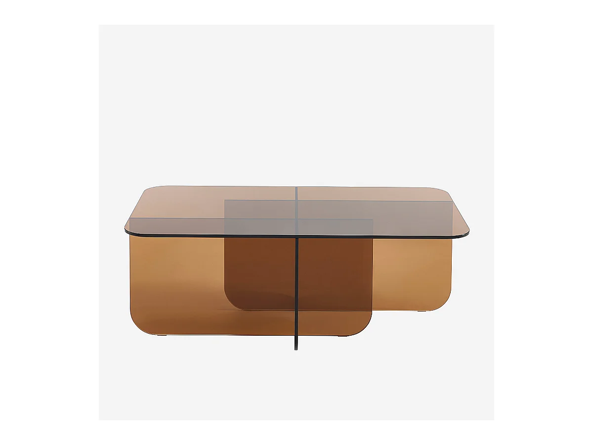 Habitat - Table basse rectangulaire en verre trempé - Marron ambré - Design by Céline Mognon Fichet - Zelie