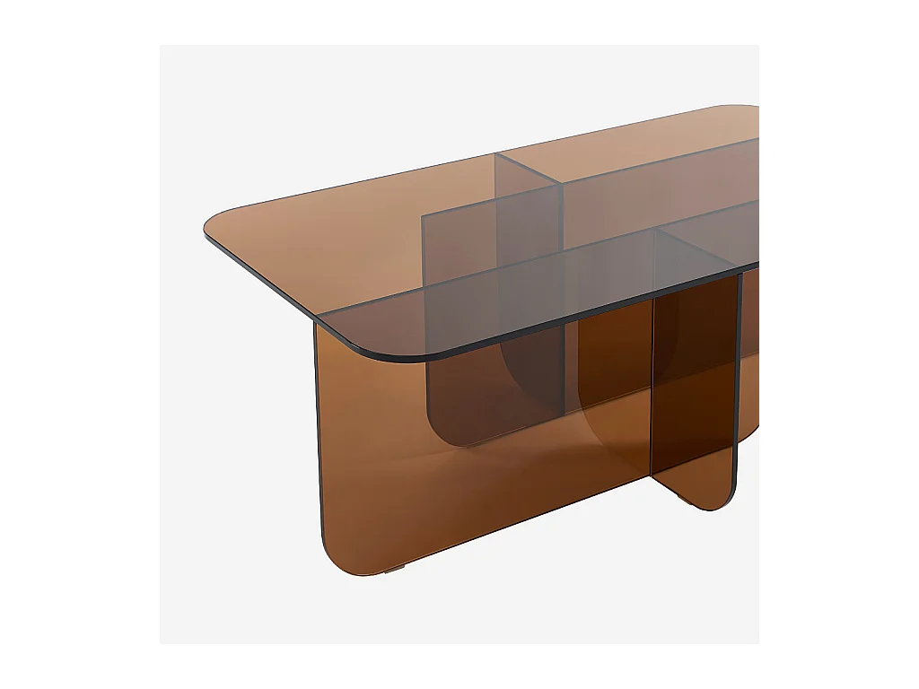 Habitat - Table basse rectangulaire en verre trempé - Marron ambré - Design by Céline Mognon Fichet - Zelie