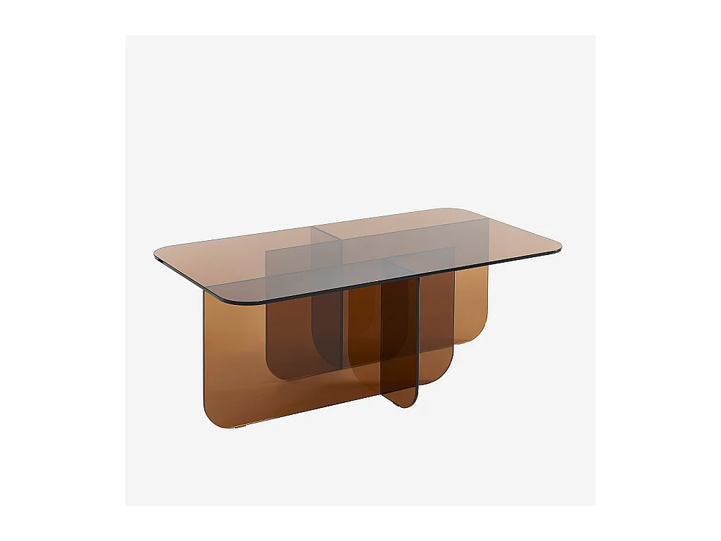 Habitat - Table basse rectangulaire en verre trempé - Marron ambré - Design by Céline Mognon Fichet - Zelie