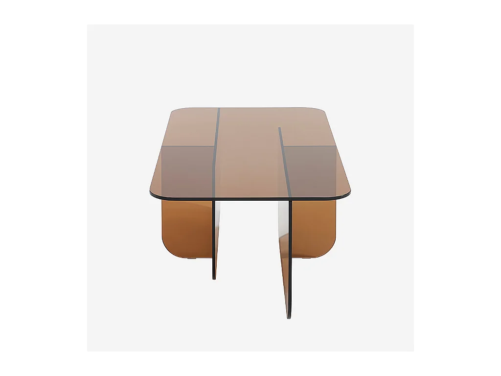 Habitat - Table basse rectangulaire en verre trempé - Marron ambré - Design by Céline Mognon Fichet - Zelie