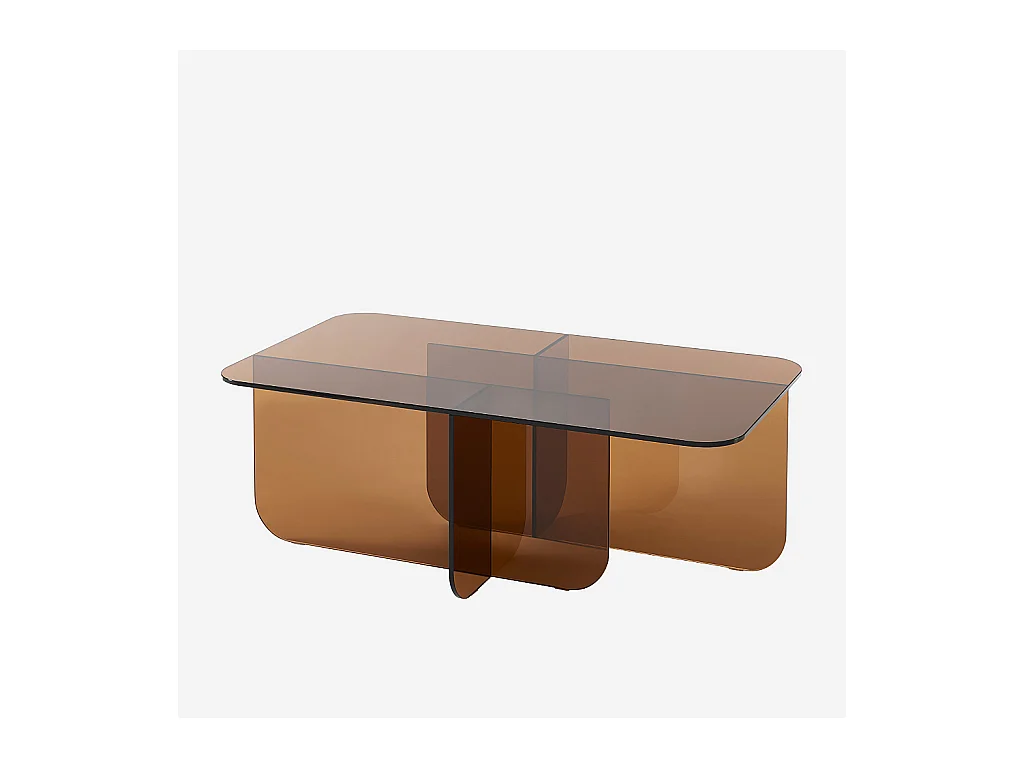Habitat - Table basse rectangulaire en verre trempé - Marron ambré - Design by Céline Mognon Fichet - Zelie