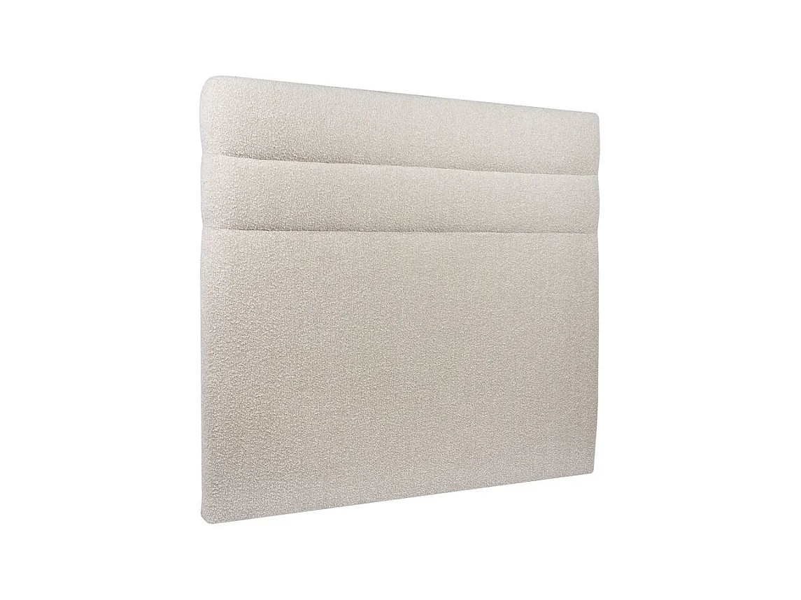 Lit coffre 200x200cm avec tête de lit lignes Bouclette Beige - Hauteur totale : 39cm