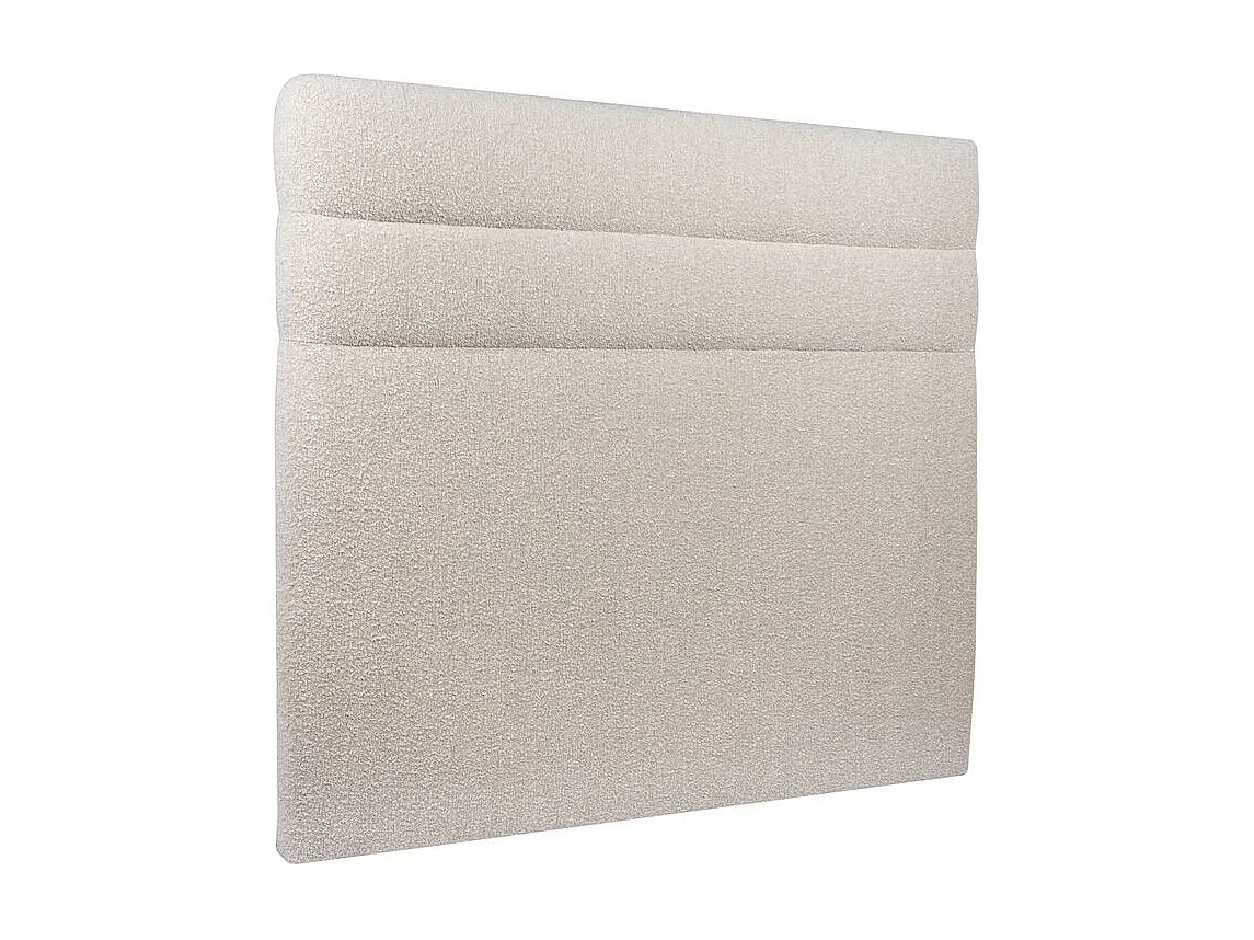 Lit coffre 200x200cm avec tête de lit lignes Bouclette Beige - Hauteur totale : 39cm
