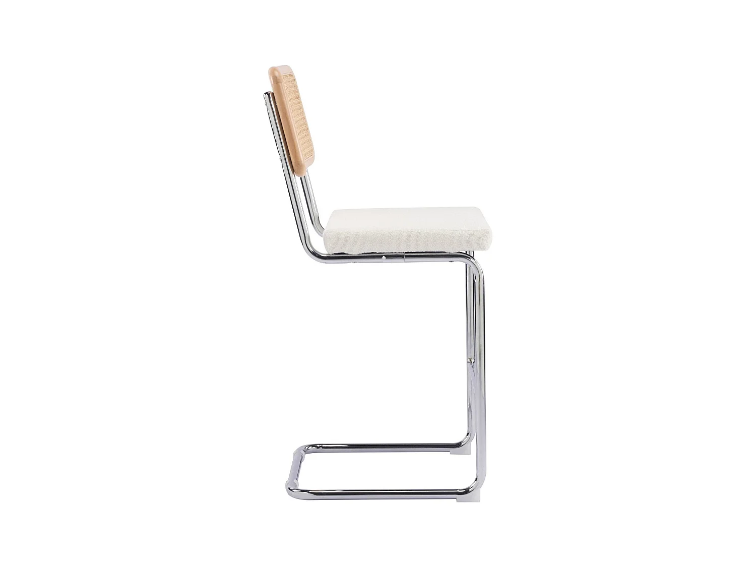 Lot de 2 tabourets de bar en cannage et tissu bouclé beige - Muse