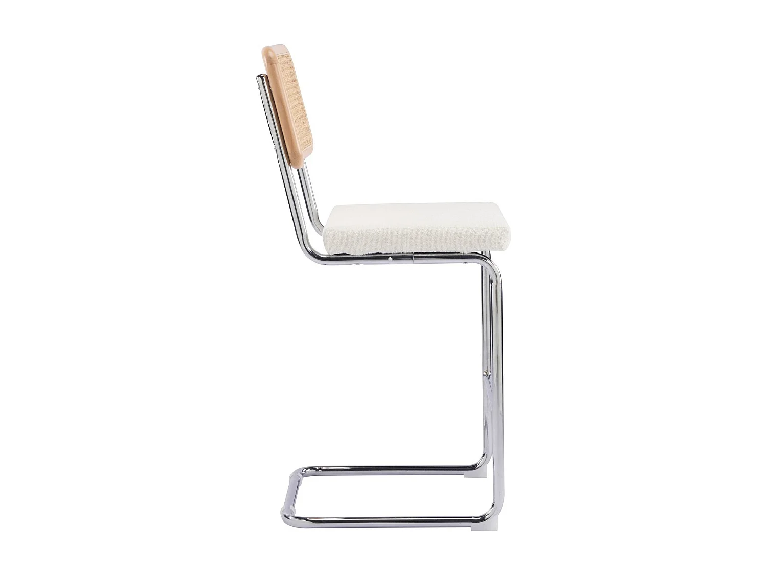 Lot de 2 tabourets de bar en cannage et tissu bouclé beige - Muse