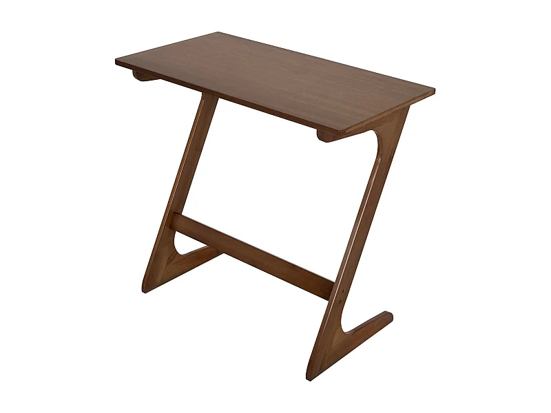 Table d'Appoint en Forme de Z Table Chevet de Canapé en Bambou Massif Économisant de l'Espace Bureau 75 X 40 X 70 CM Café