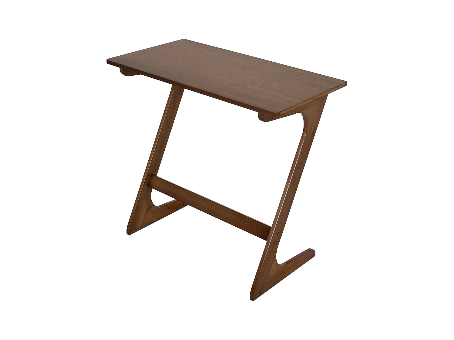 Table d'Appoint en Forme de Z Table Chevet de Canapé en Bambou Massif Économisant de l'Espace Bureau 75 X 40 X 70 CM Café