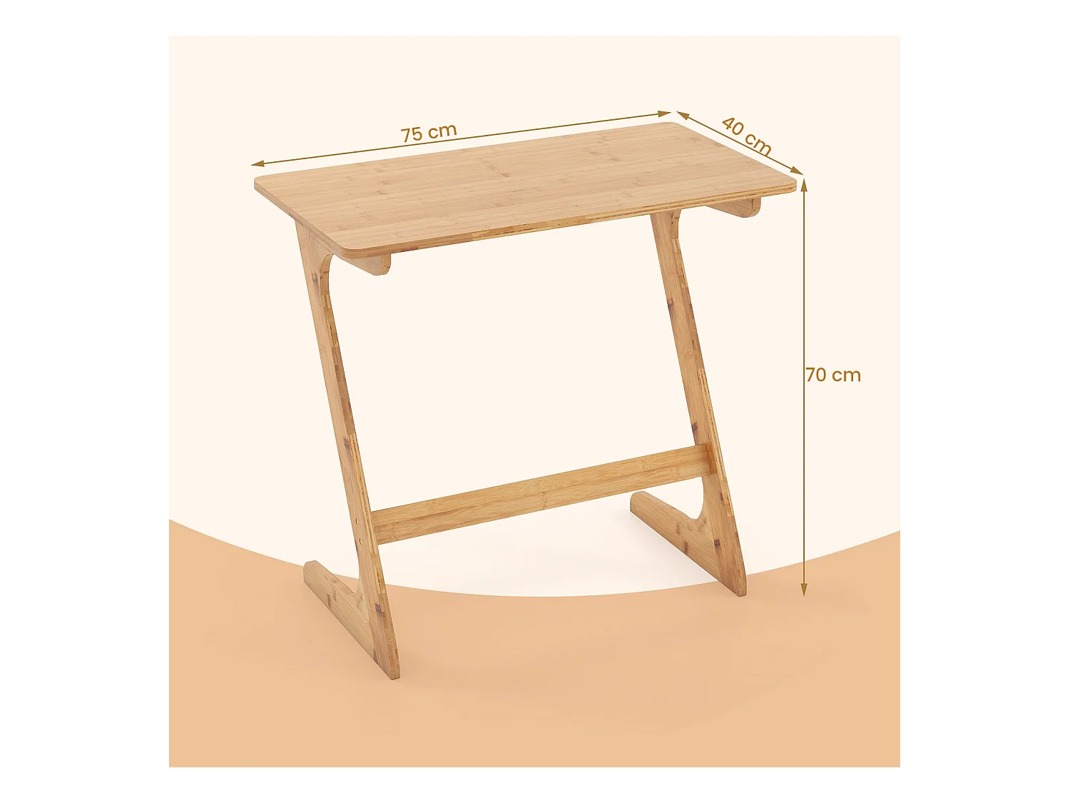 Z-förmiger Beistelltisch Sofatisch aus Bambus Platzsparender Kaffeetisch Nachttisch Couchtisch Natur