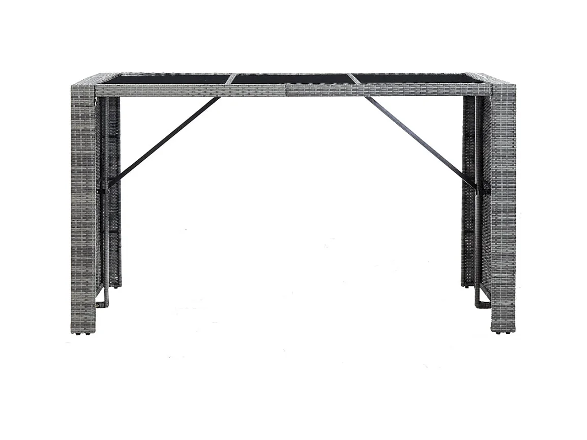 Waddell  Meuble de bar de jardin 7 pcs et coussins Résine tressée Gris