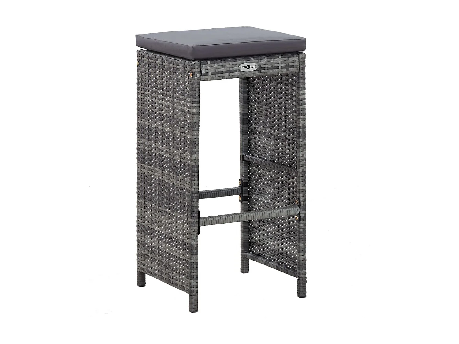 Waddell  Meuble de bar de jardin 7 pcs et coussins Résine tressée Gris