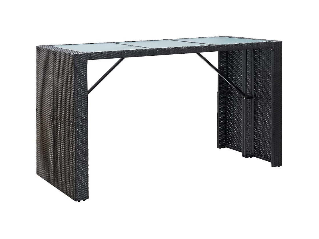 Waddell  Ensemble de bar de jardin 7 pcs avec coussins poly rotin noir