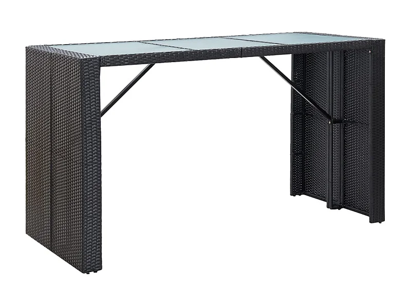 Waddell  Ensemble de bar de jardin 7 pcs avec coussins poly rotin noir