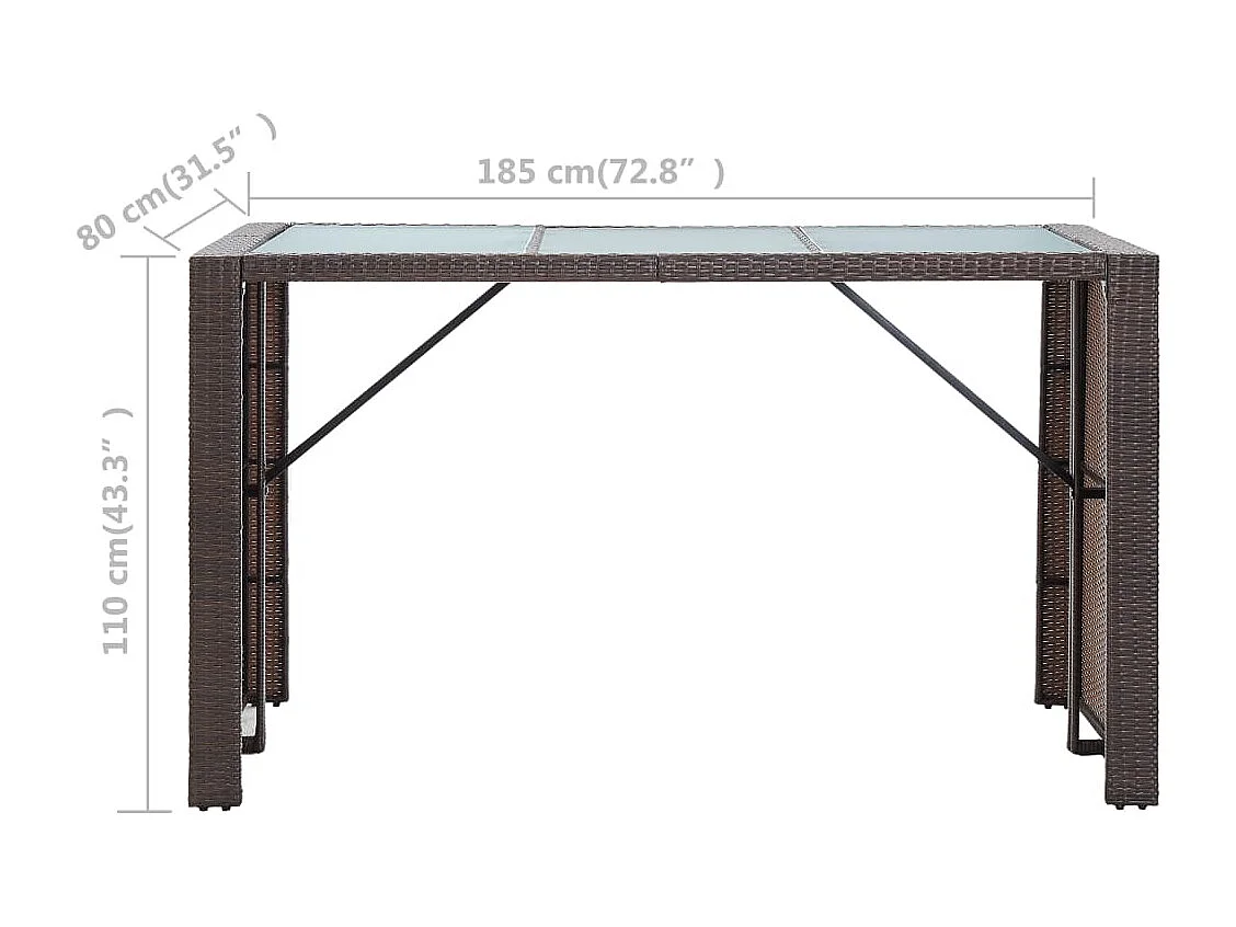 Waddell  Ensemble de bar de jardin 7 pcs coussins Résine tressée Marron