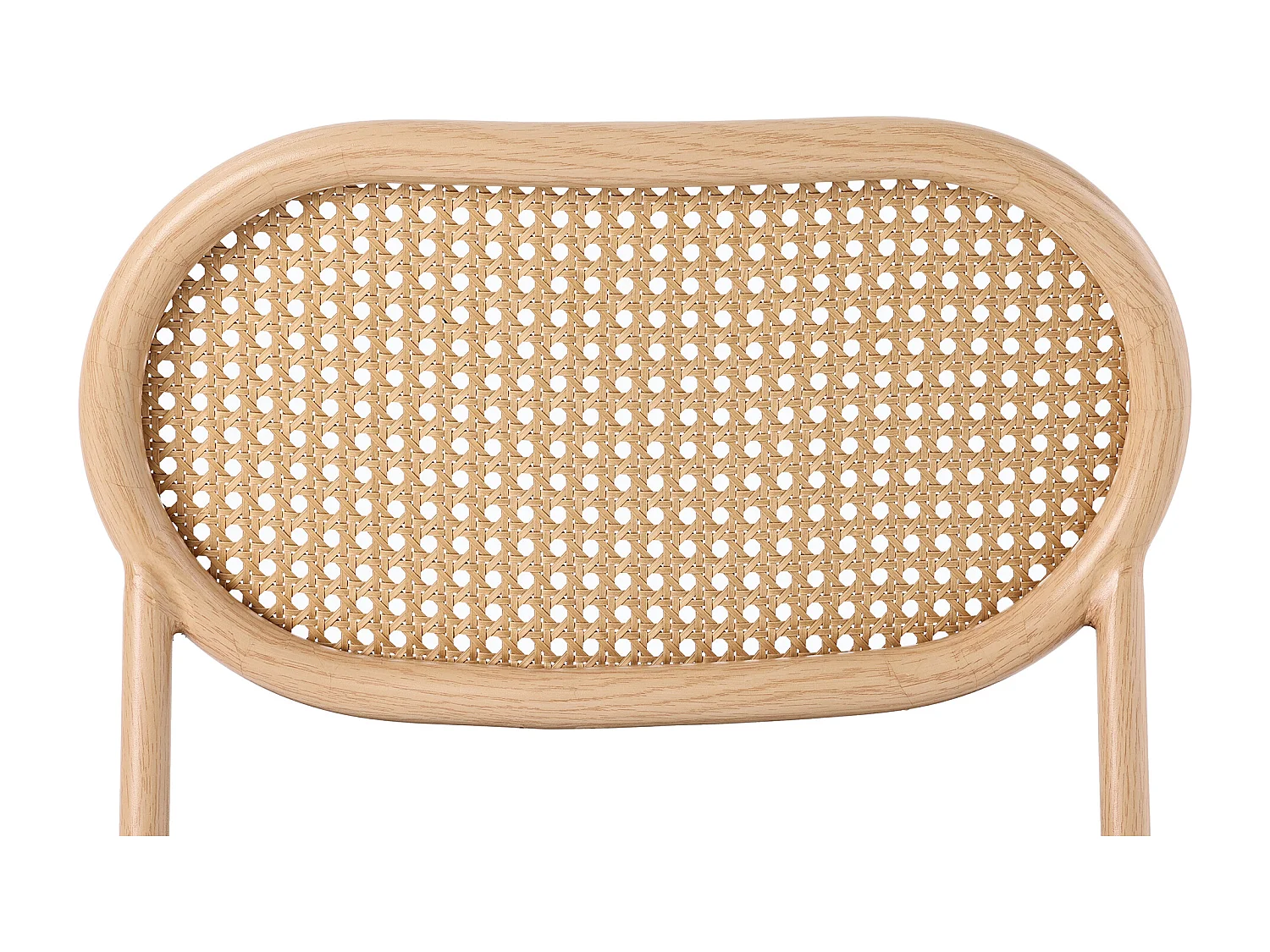 Lot de 2 chaises à manger en similicuir avec dossier en rotin - pieds en métal - marron