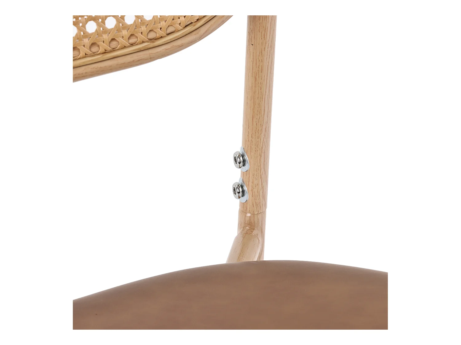 Lot de 4 chaises en similicuir avec dossier en rotin - pieds en métal - marron