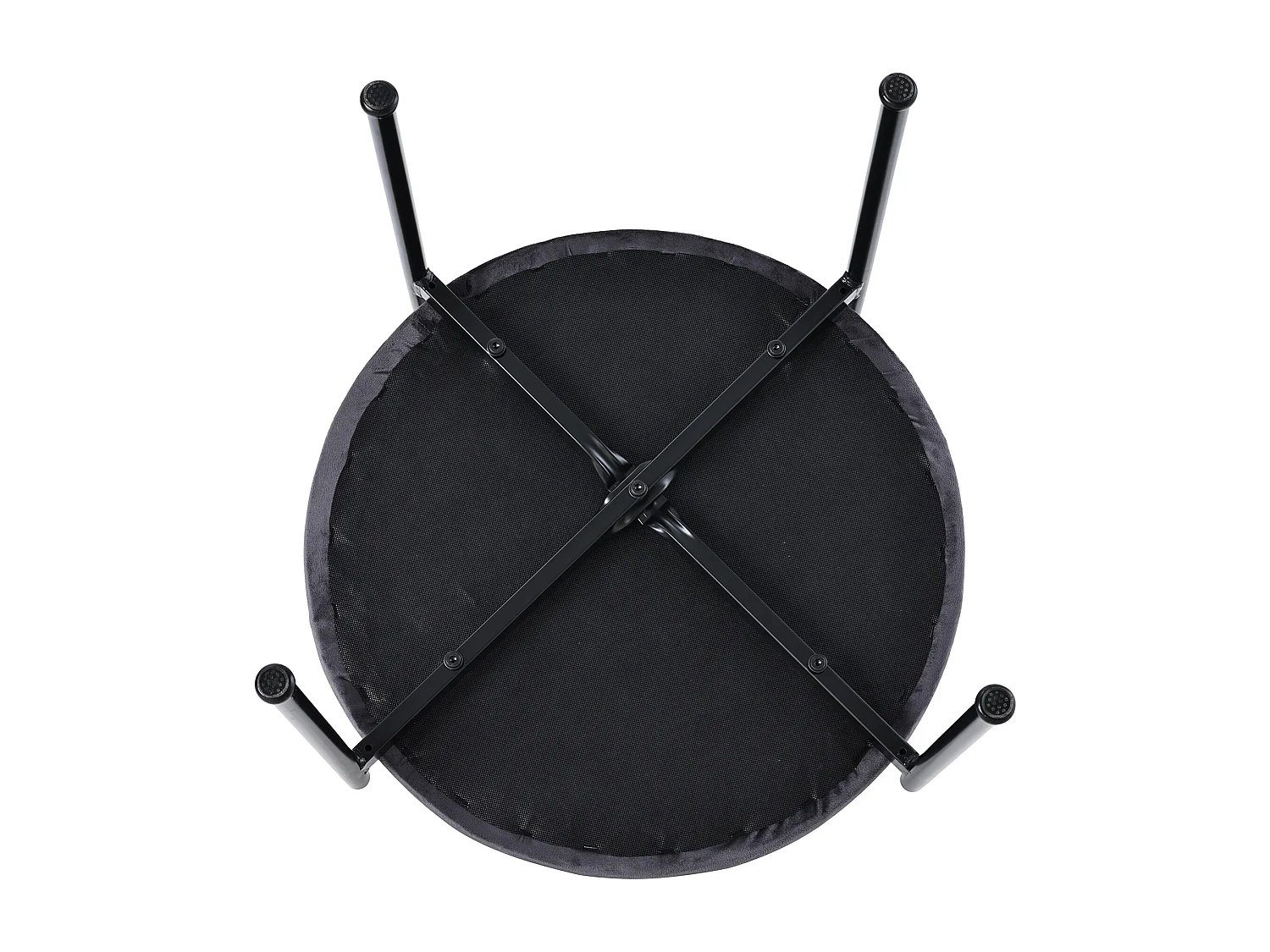 Set van 4 fluwelen eetkamerstoelen met rotan rugleuning - metalen poten - grijs