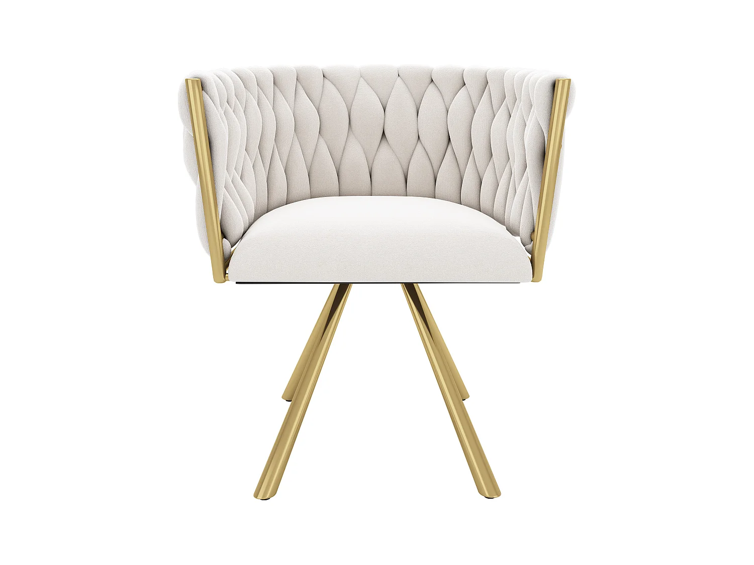 Chaises à manger rotative avec accoudoirs et dossier - pieds en métal doré - beige velours